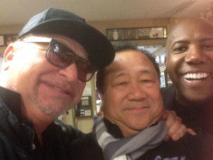 Nathan East, Sonny Abelardo, and Toto's David Paich hanging out.